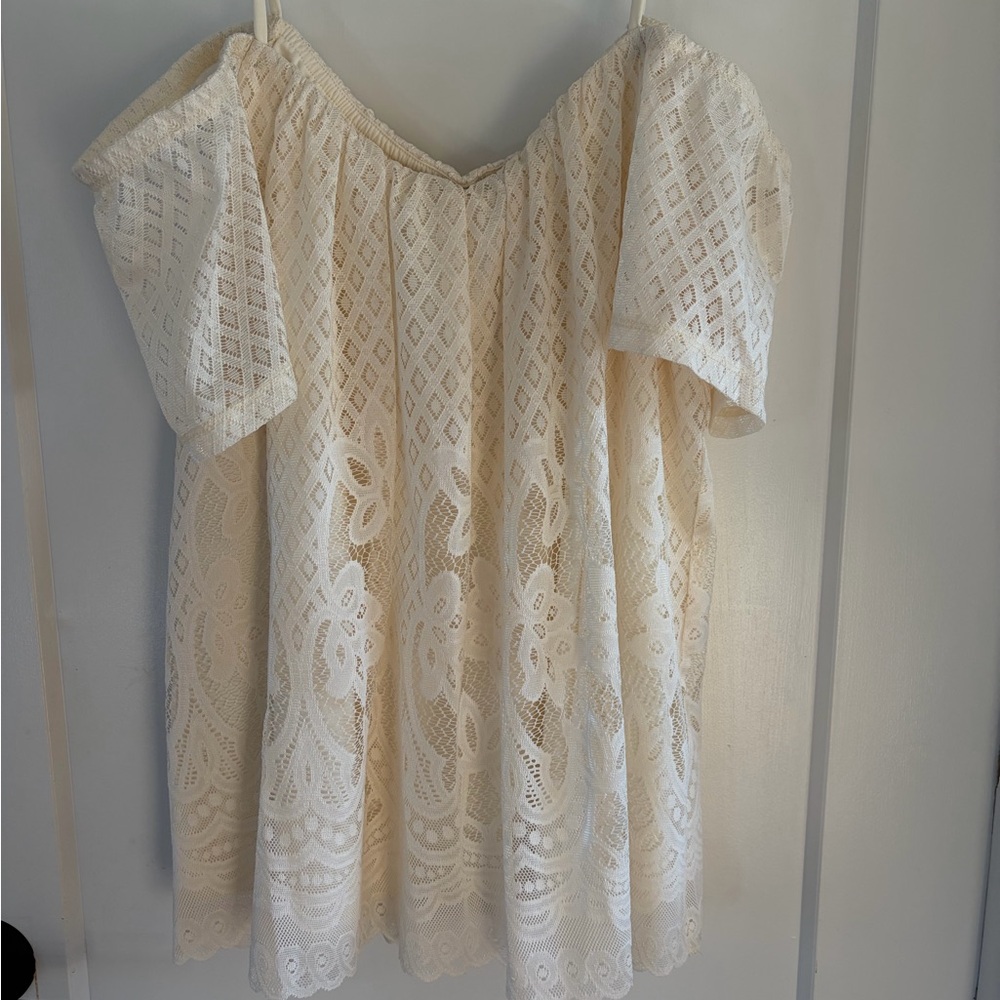 Maurices Cream Lace Off-Shoulder Top